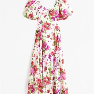 Abercrombie Hardware Drama Puff Sleeve Maxi Dress in Pink Floral